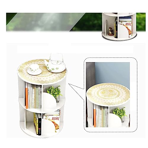 Bookshelf flexible Bookcases 360° Rotating Bookshelf 1-6 Tier Standing Bookcase Round White Book Rack Small Space Home Corner Bookshelf Organizer perfect furniture