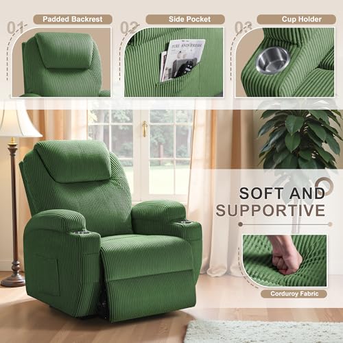 Flamaker Power Lift Recliner Chair PU Leather with Massage for Elderly Ergonomic Lounge Chair Classic Single Sofa with 2 Cup Holders Side Pockets Home Theater Seat (Leather, Light Black)