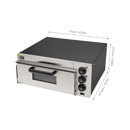 Electric Pizza Oven Countertop Pizza Oven Indoor Commercial Pizza Cooker, Single Deck Layer 1800W Stainless Steel Pizza Maker for Restaurant Home Pretzels Baked, Fits Pizza up to 12" Diameter