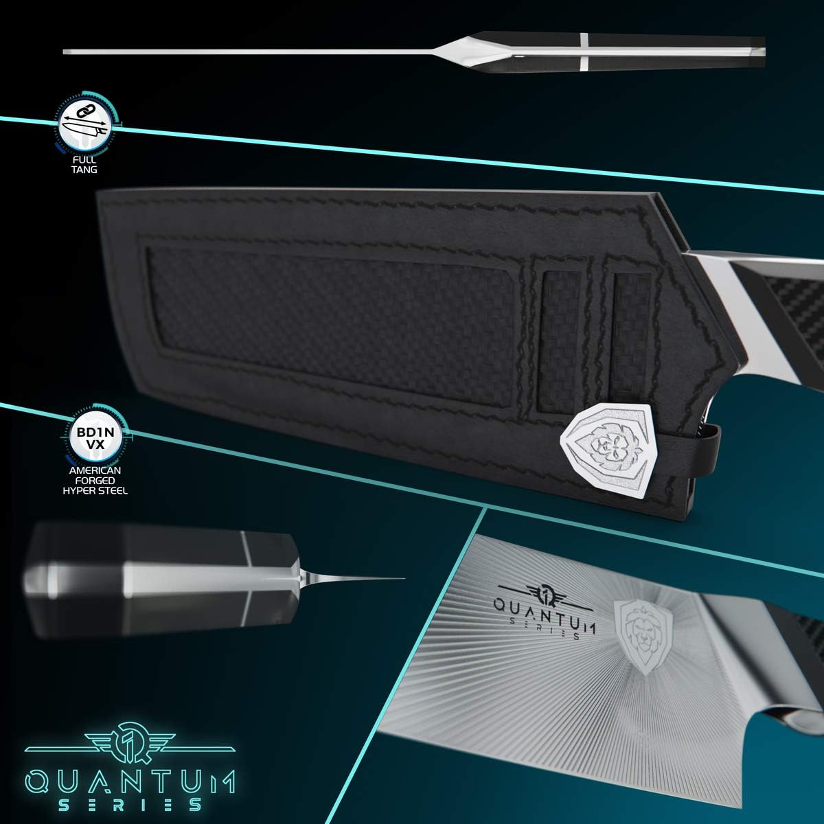 DALSTRONG Slicing & Carving Knife - 12 - Quantum 1 Series - Ultra-Sharp - American Forged BD1N-VX Hyper Steel - Carbon Fibre G10 Hybrid Handle - Leather Sheath