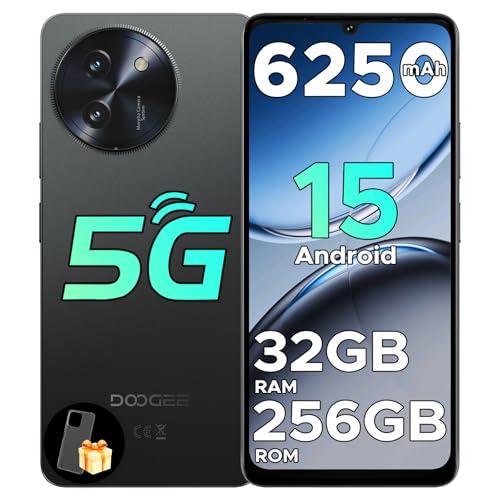 DOOGEE Note 59 Pro Unlocked Cell Phone 5G Android 15,32GB+256GB/TF 2TB Android Phone,6250mAh Battery,6.75"HD+120Hz Cellphone,16MP+8MP,5G Dual SIM Smartphone,Widevine L1/NFC/Face Unlock/Fingerprint/OTG