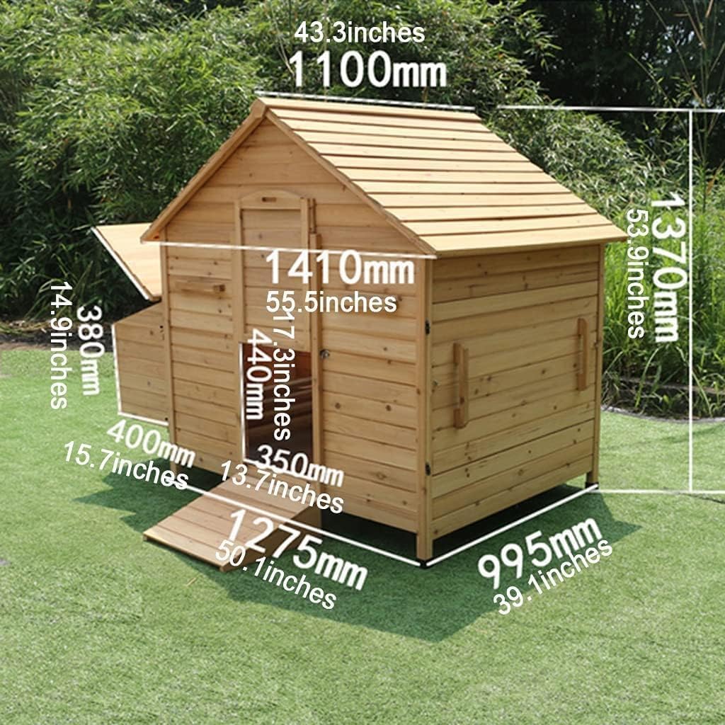 Original Chicken Duck Cage Rabbit Hutch Poultry Habitat, 50inch Deluxe Wooden Chicken Coop Indoor/Outdoor Pets Crate House Large Run Outdoor Rabbit Hutch Bunny Cage Poultry Coop Suit