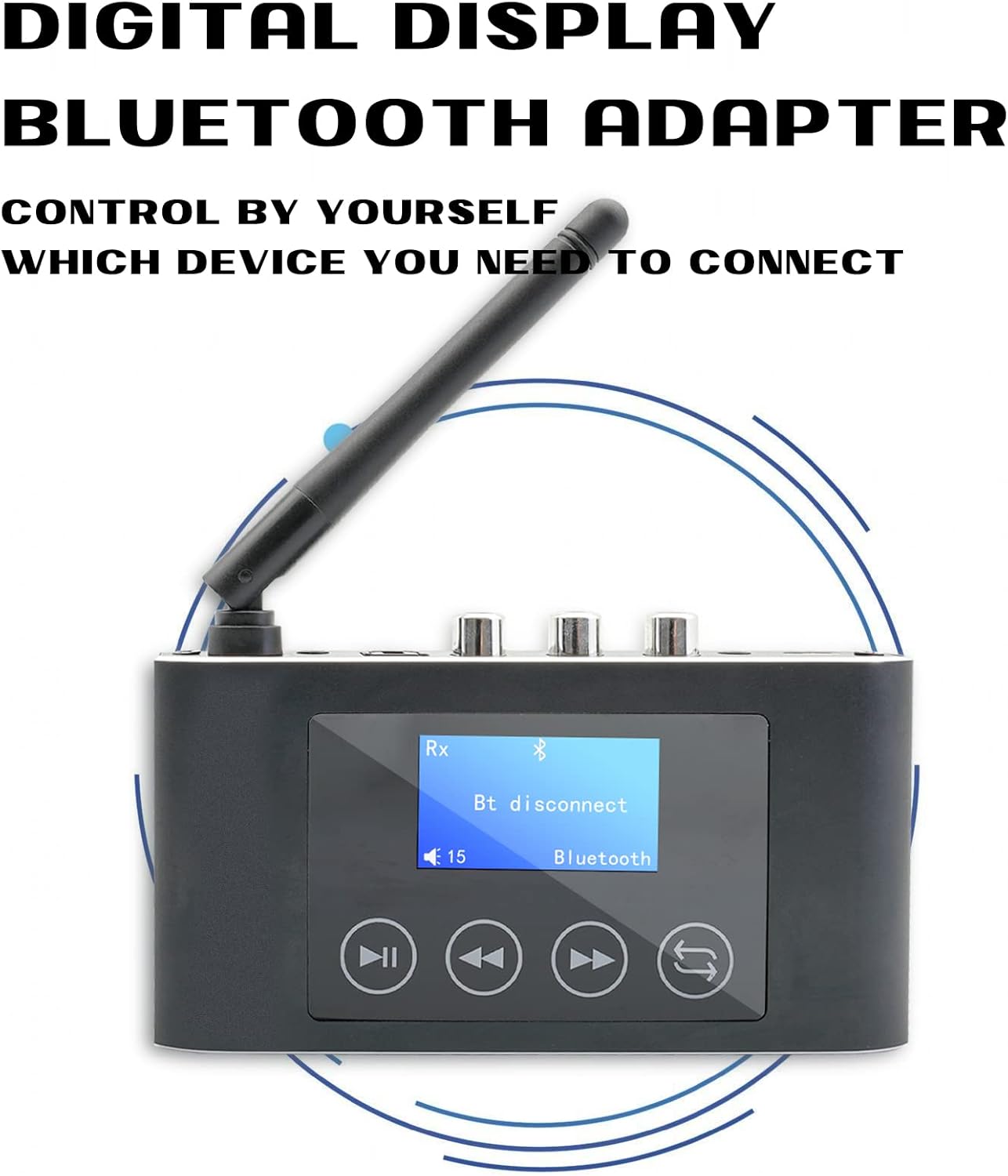 Bluetooth Transmitter Receiver for TV, Multi-Stream Bluetooth 5.1 Adapter for Stereo Receiver, Long Range Bluetooth Audio Transmitter Receiver with Screen, Optical RCA AUX 3.5mm Outputs/Inputs Pack of 2