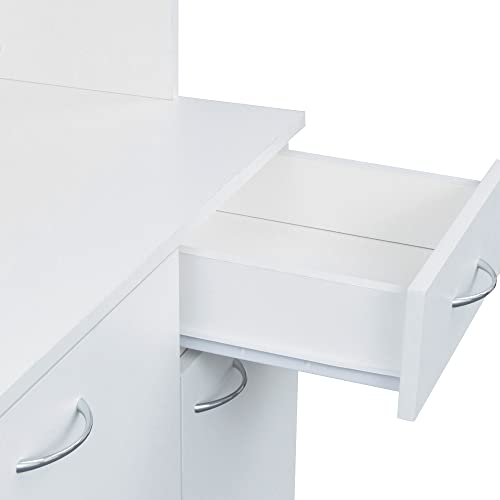 SHMAO 39" W Wardrobe Armoire Closet, Tall Freestanding Armoire Wardrobe Cabinet with Doors and Storage Shelves, Wood Closet Bedroom Clothes Organizer, Large Closet Storage Cabinet for Bedroom - White