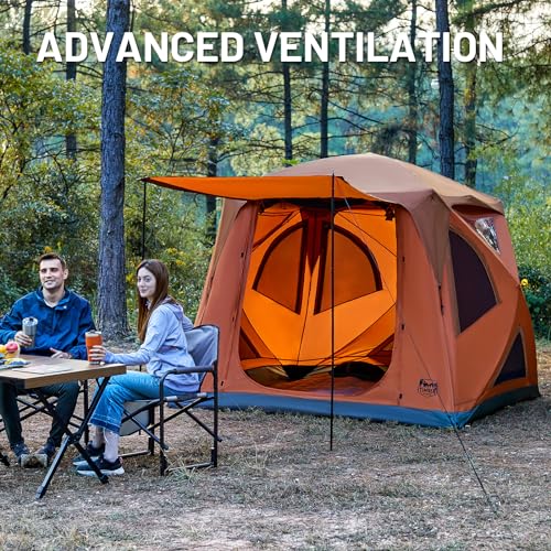 TIMBER RIDGE 4 Person Instant Pop Up Cabin Tent, Weather Resistant Camping Hub Tent, Easy Setup Portable Family Tent with Rain Fly and Carry Bag for Camping Hiking Outdoor Travel