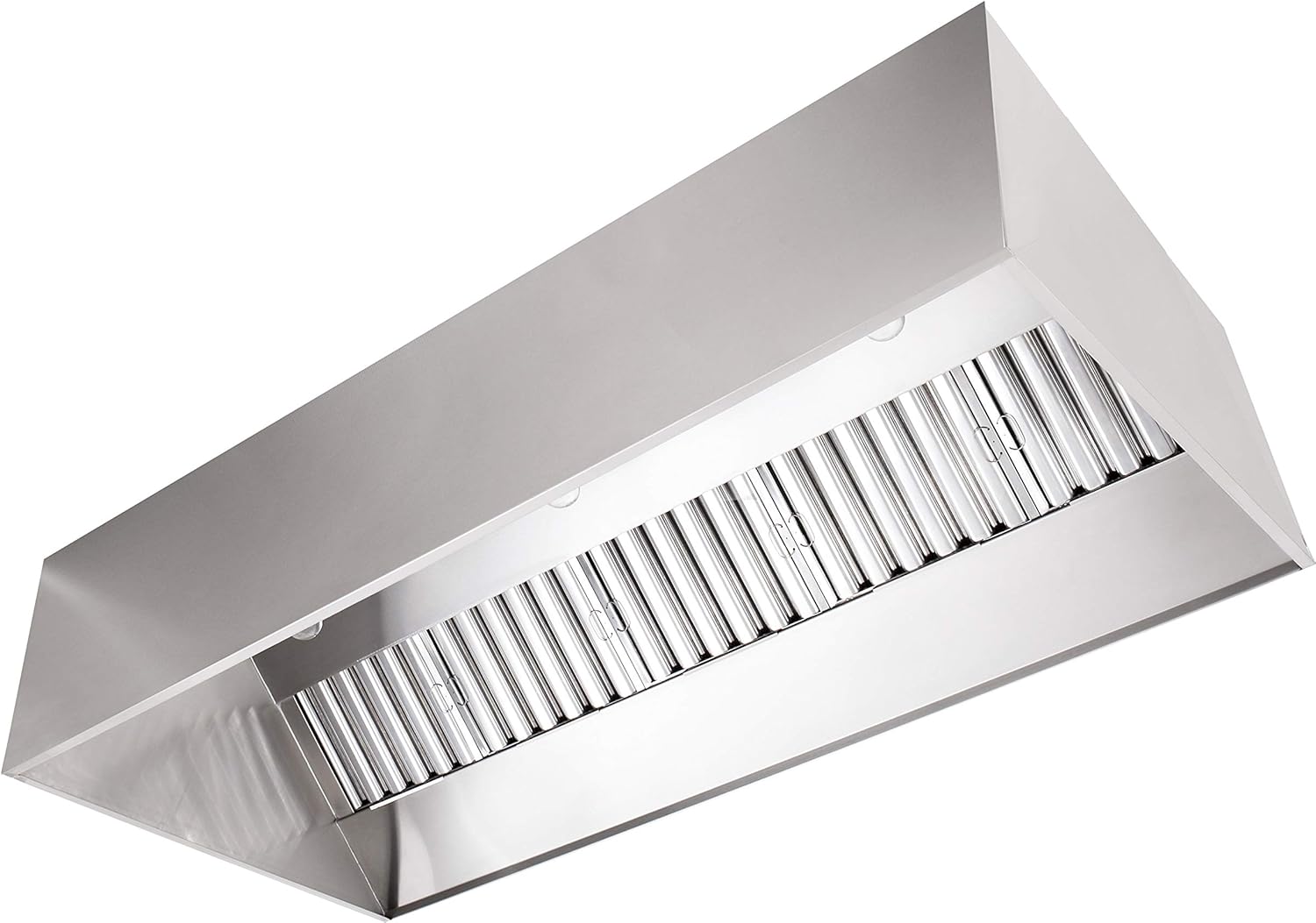 Stainless Steel Commercial Exhaust Only Hood System, Includes Stainless Steel Exhaust Only Hood, Rooftop Exhaust Fan, and Roof Curb (4' Wall Exhaust Only Hood & Fan)