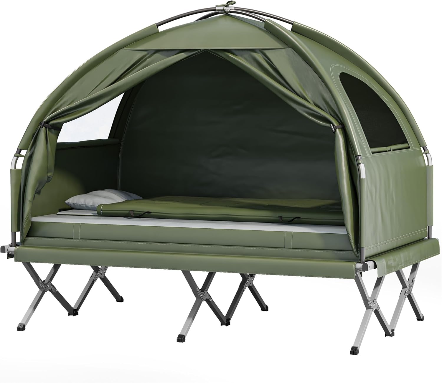 YITAHOME 2 Person Foldable Camping Cot, 6-in-1 Elevated Camping Bed Tent, with Tents, Camping Beds, Air Mattresses, Bedspreads, Foot Pumps, Portable Backpacks, 1 Person Sleeping Bag for Hiking, Picnic