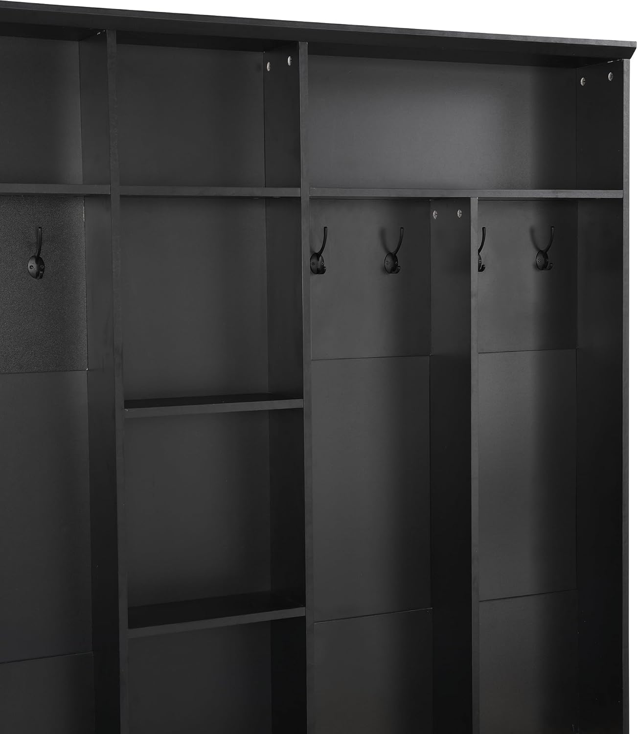 Wide Design 72''H Hall Tree with Storage Bench, Multifunctional Coat Rack with Minimalist Shoe Cabinet, Cube Storage & Shelves and 8 Hooks for Entryways, Mudroom, Black