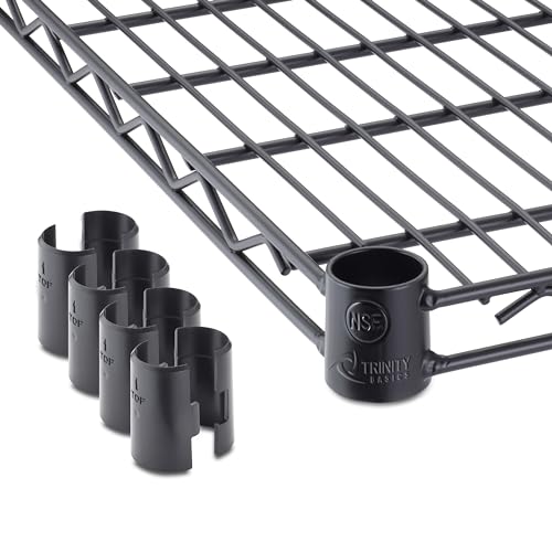 TRINITY BASICS 5-Tier Adjustable Wire Wheels for Kitchen Organization, Garage Storage, Laundry Room, NSF Certified, 600 to 2250 Pound Capacity, 60” by 24” by 77”, 5 shelves 72" tall, Black