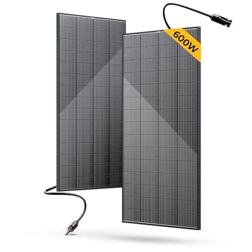 BougeRV Bifacial 800 Watts 10BB Solar Panel, 23% Efficiency All Black Design Monocrystalline Technology Work with 12 Volts Charger for RV Camping Home Boat Marine Off-Grid (BIFACIAL 2PCS 400W)
