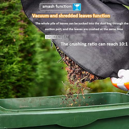 Powerful Leaf Blower, 3 in 1 (Leaf Blower + Vacuum Cleaner + Leaf Shredder) Garden Blower, 6-Speed Adjustment, 10:1 Powder Ratio, with 35L Collection Bag, 270 Km/H Electric Garden Duster (Color : 20M
