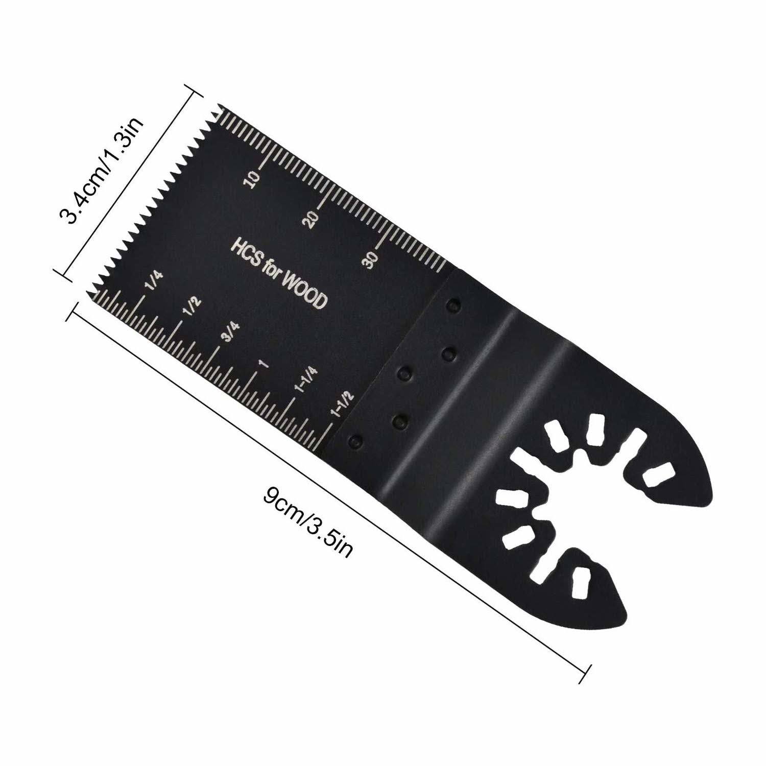 M MOKENEYE 50pcs Wood Oscillating Multitool Saw Blades Universal Quick Release Saw Blades for Fein Porter Cable Black u0026 Deck