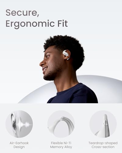 SHOKZ OpenFit Air - Open-Ear Headphones, True Wireless Earbuds, Water Resistant, Secure Earhooks for Daily Use, Black
