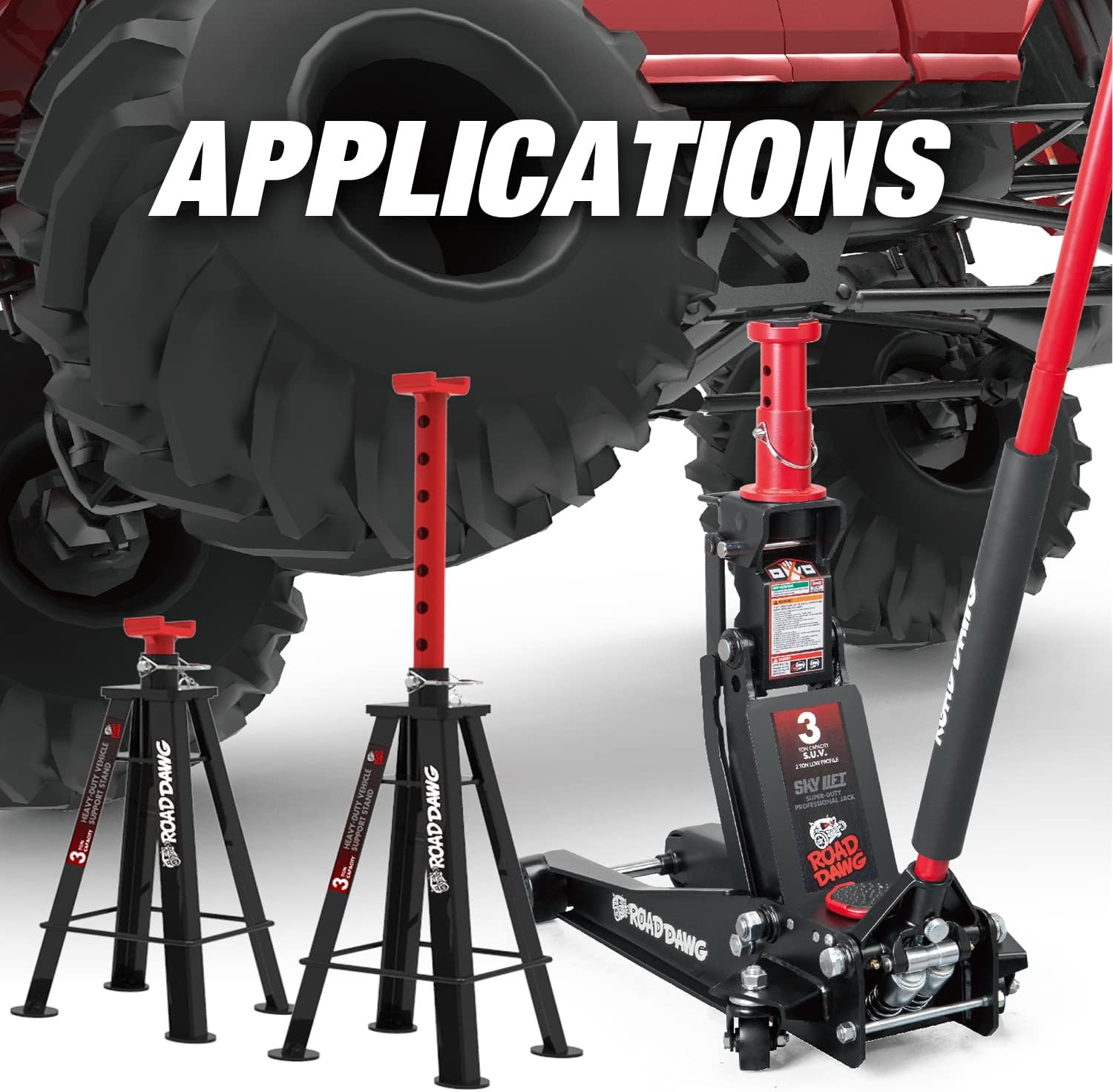 Road Dawg ATZ830027HD Torin Hydraulic Low and High Profile Professional Grade Foldable Garage Service/Floor Jack with Quick Lift Pump, 3 Ton (6,600 lb) Capacity, Black