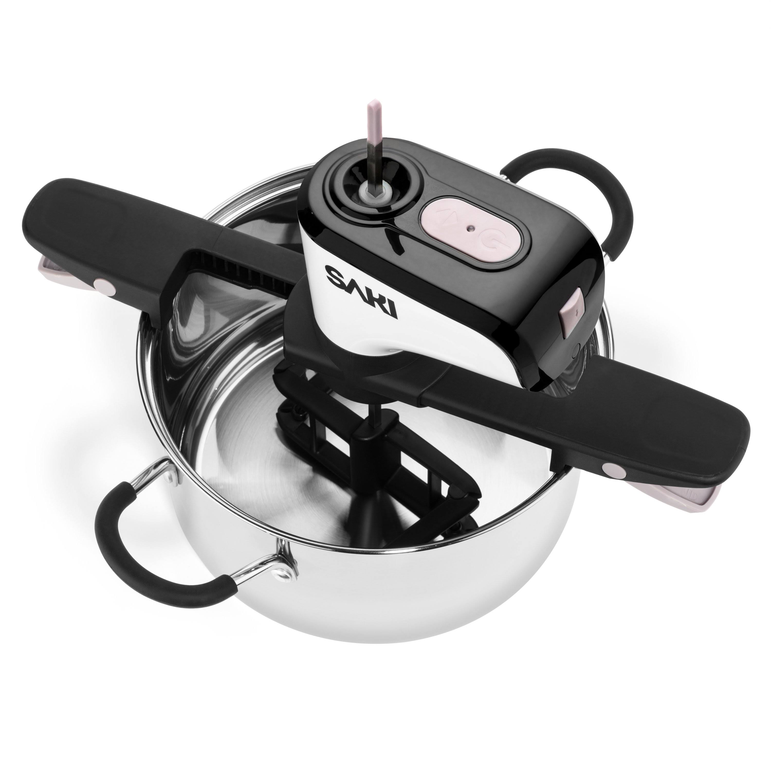 Saki Automatic Pot Stirrer for Cooking, with 2 Speeds, Adjustable, Hands Free