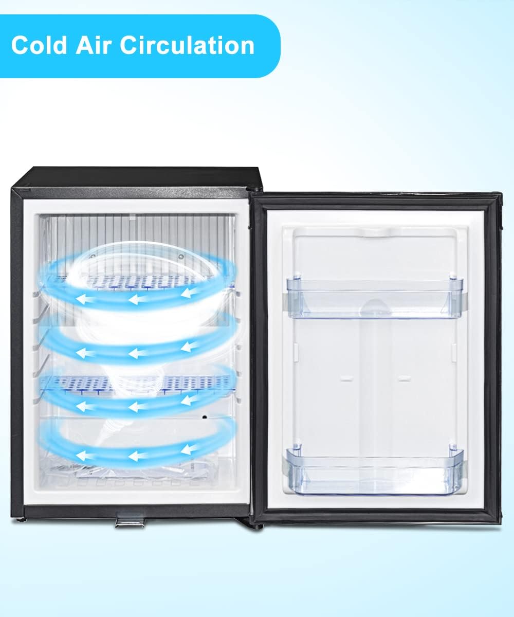 Mini Fridge for Truck Drivers with Lock 1.4 Cu.Ft, Semi Truck Fridge, Absorption Refrigerator 12v/110v for Camper, Truck, Rv, Bedroom,Black