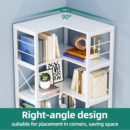 YITAHOME Corner Bookshelf with Storage, 7-Tier Corner Shelf with Doors, Large Corner Bookcase Display Rack for Living Room Bedroom Home Office, White