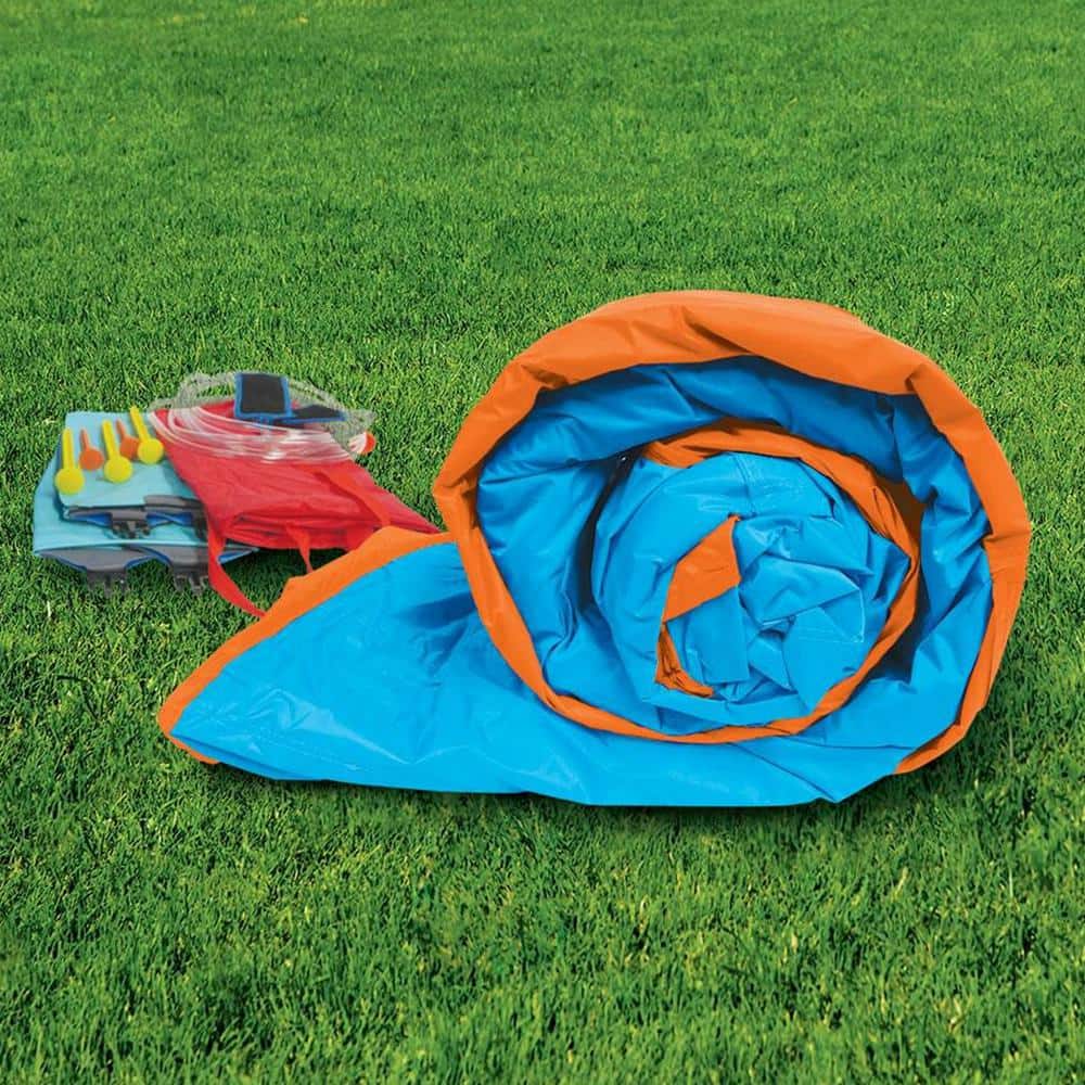 BANZA Multi Polyester Sidewinder Falls Inflatable Water Park Play Pool with Slides and Blower