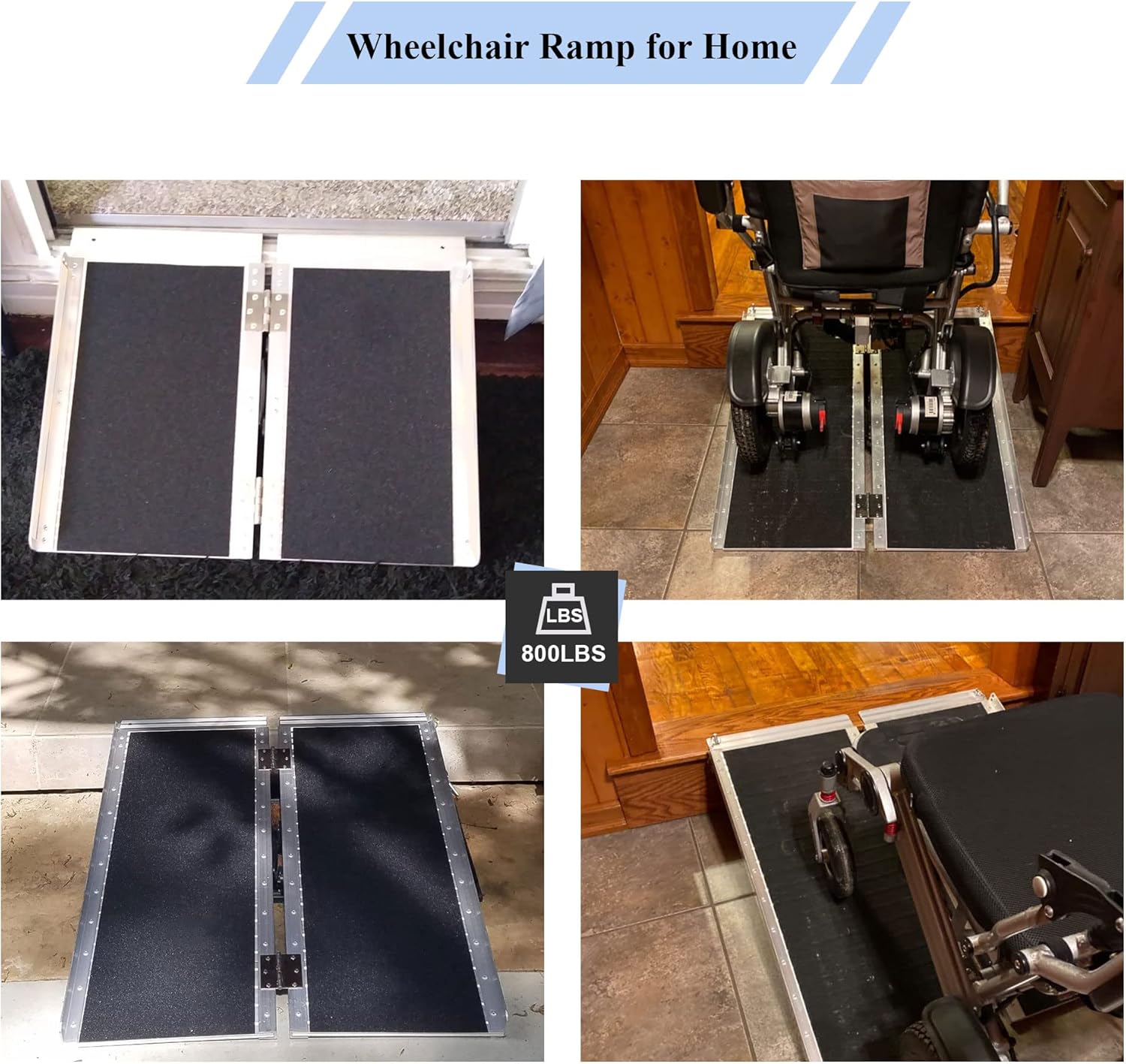 LEMNISCATE Wheelchair Ramp 6FT, Portable Wheelchair Ramp for Home, Lightweight Aluminum Ramp for Steps, Non-Skid Threshold Ramp for Doorways, Curbs, Foldable Mobility Scooter Ramp