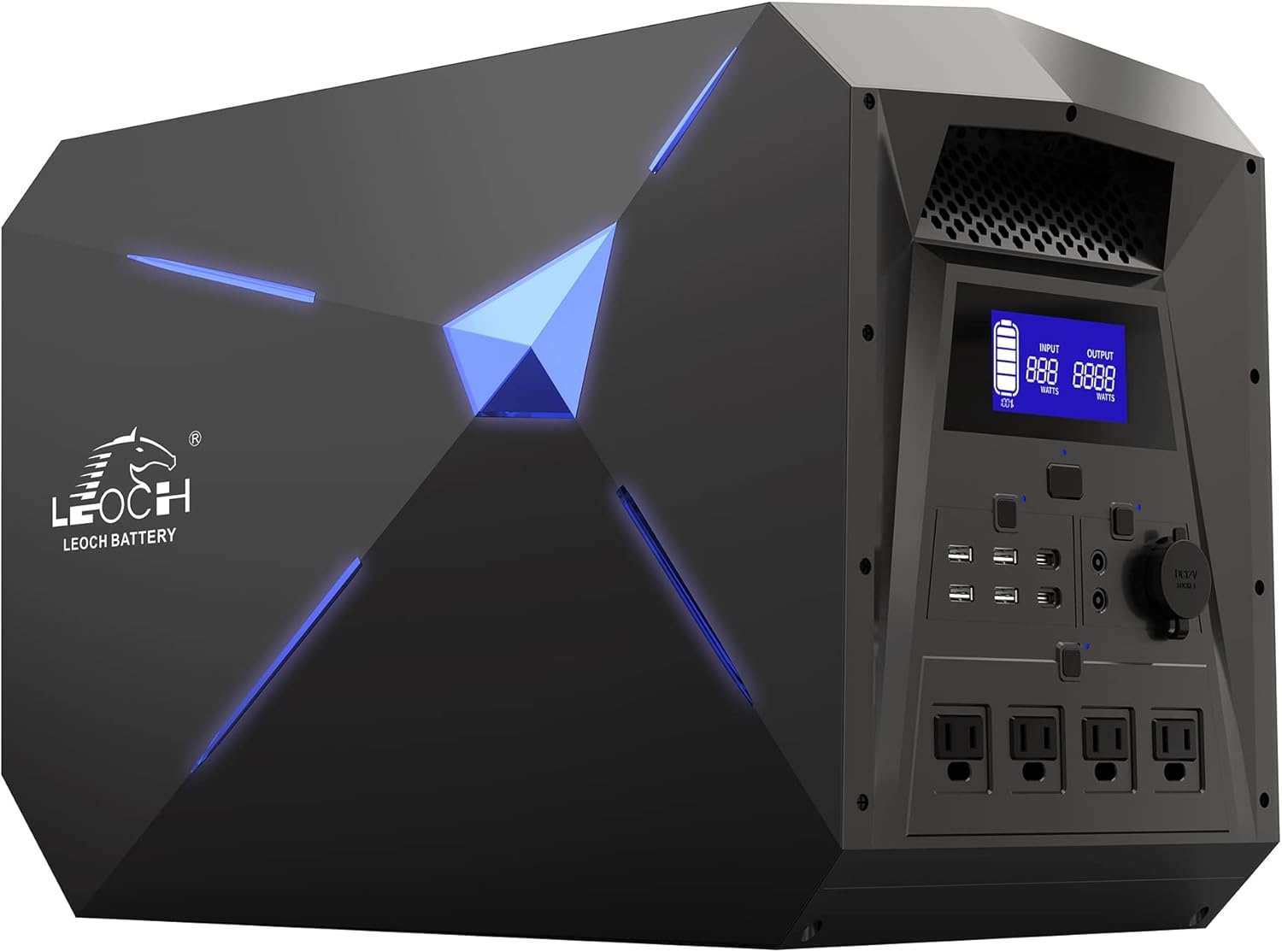 LEOCH Portable Power Station 2000W 2048Wh Solar Generator 900W Max Input Power 3000+ Cycles Backup Battery Pack with 4 2000W AC Outlet(4000W Peak) for Home Outdoors CPAP, Camping Travel RV Van