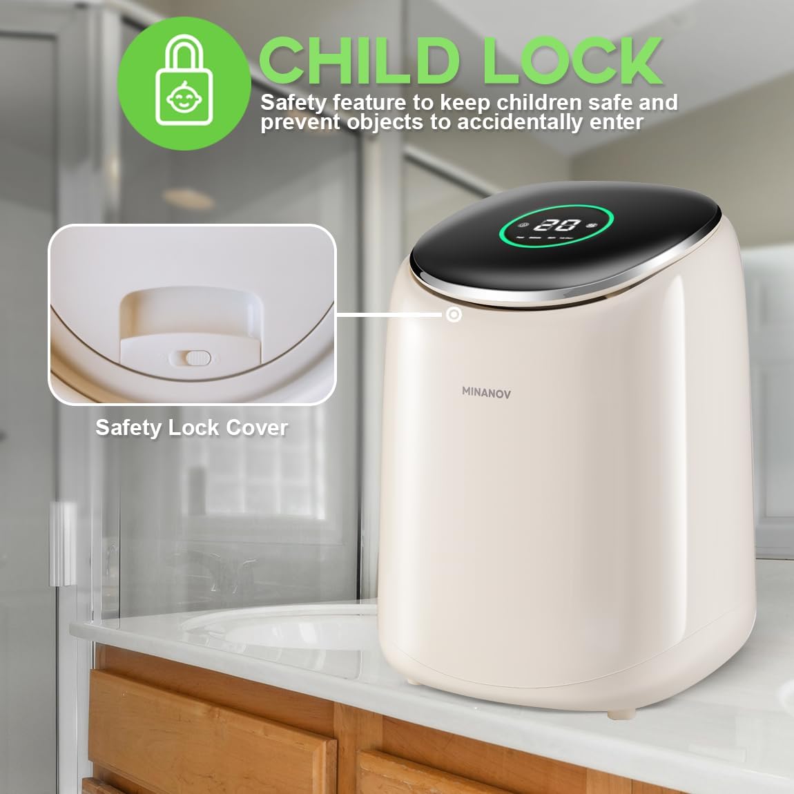 Countertop Washing Machine - Mini Portable Washing Machine Compact Size 2 in 1 Washer and Spin Dryer With Digital Touch Display - Fully Automatic Washing Machine for Dorm, RV, Apartment