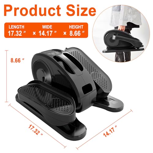 Under Desk Elliptical Machine, Fully Assembled Ellipse Leg Exerciser Machine, Mini Elliptical Machines Auto & Manual Mode, Arm & Leg Exerciser for Seniors Adults Teens