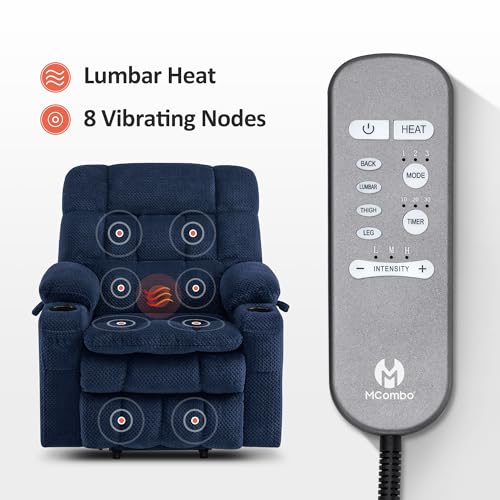 MCombo Dual Motor Power Lift Recliner Chair with Massage and Heat for Elderly People, Infinite Position, USB Ports, Cup Holders, Fabric 7890 (Medium-Regular, Burgundy)