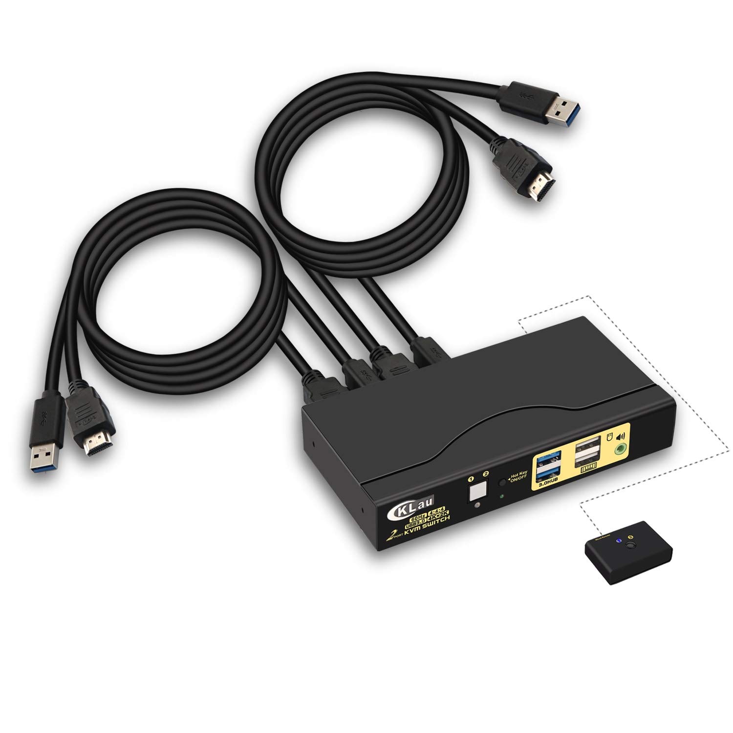 USB-C KVM, 4K@60Hz 2 in 1 Out Type-C KVM Switch with Audio, USB 2.0 Hub and Cables, Computers Monitor Keyboard Video Mouse Peripheral Switcher