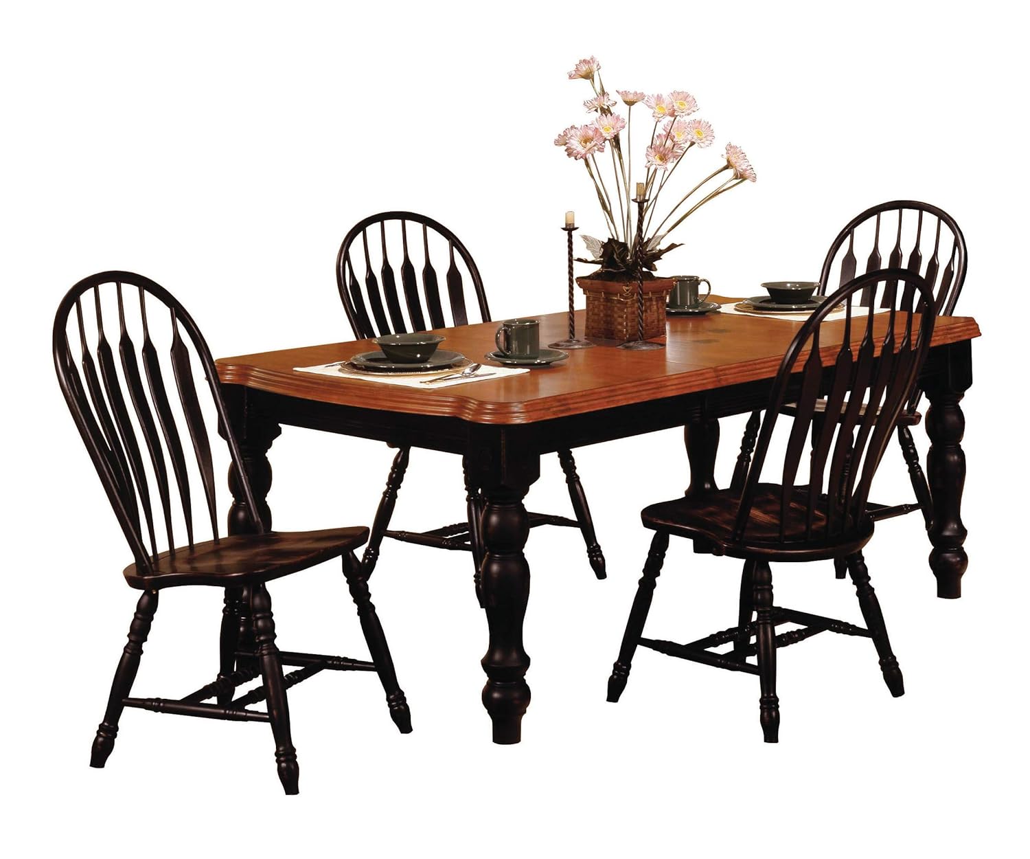Sunset Trading Black Cherry Selections Dining Table Set, Large, Two Sizes, Distressed Antique
