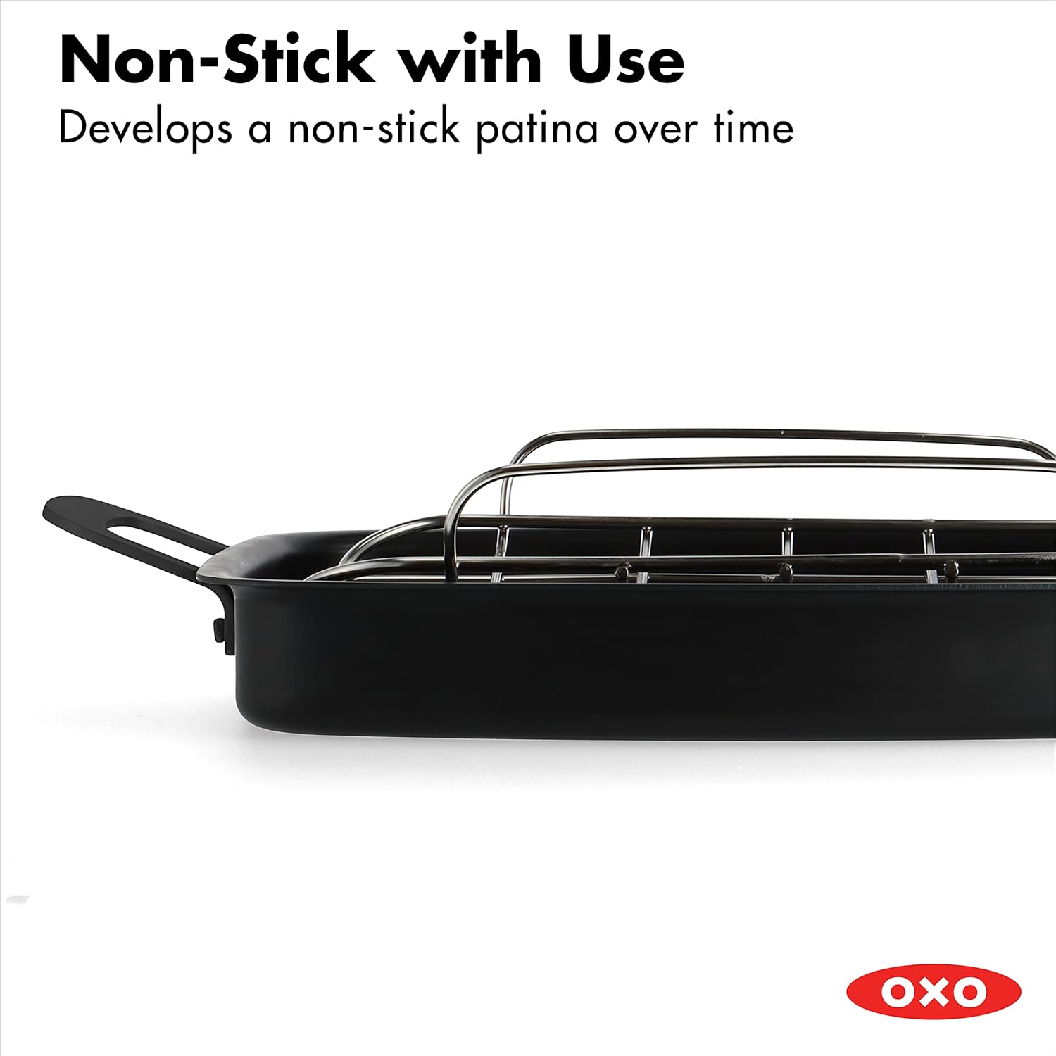 OXO Obsidian Pre-Seasoned Carbon Steel Induction Safe 12 Outdoor Frying Pan/Skillet with Silicone Sleeve, Black