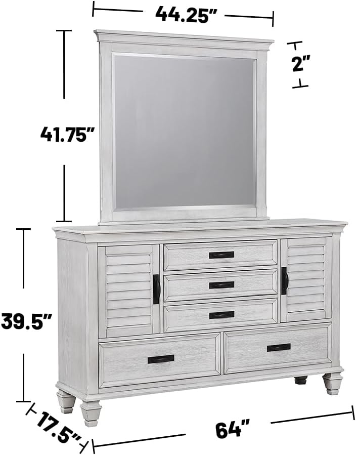 Coaster Franco Queen Bed 4-Piece Set, Distressed White
