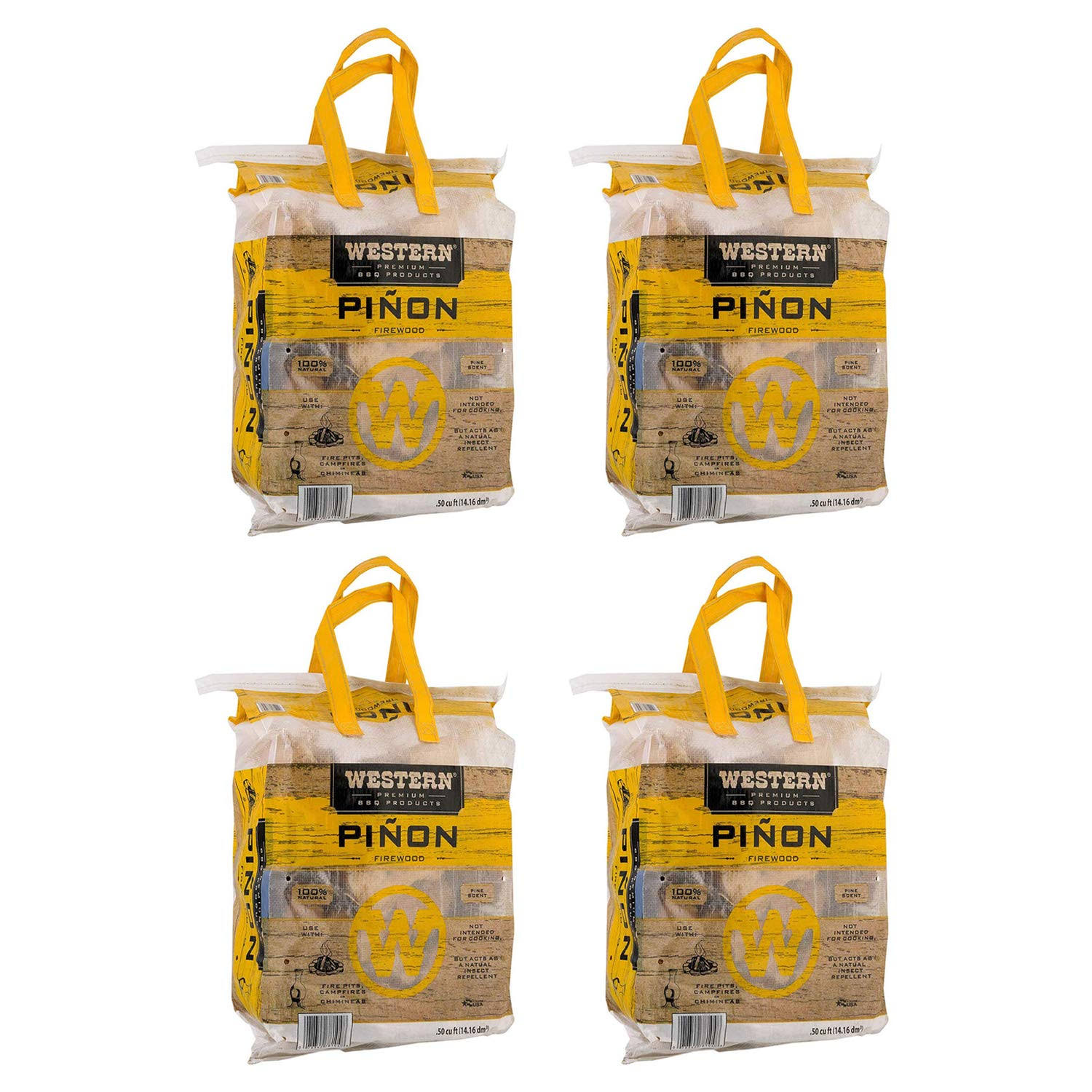 Western BBQ Pinon Log Wood Pellet Firewood for Camp Fires u0026 Fireplaces (4 Pack)