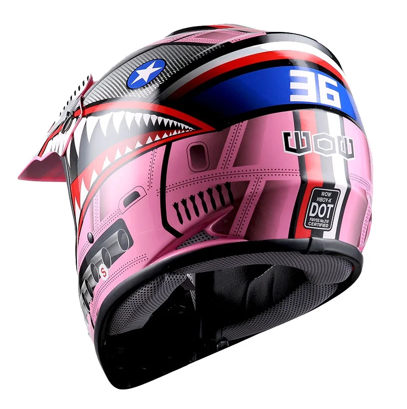 1Storm Youth Motocross Helmet Kids Motorcycle Bike Helmet HBOY Shark Pink + Goggles + MG Youth Pink Glove Bundle