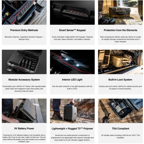 VAULTEK LifePod XT Series Biometric Waterproof Multiple Handgun Safe Modular Interior Secure Rugged Portable Electronic Lockbox with Backlit Keypad (XTSi Gunmetal)