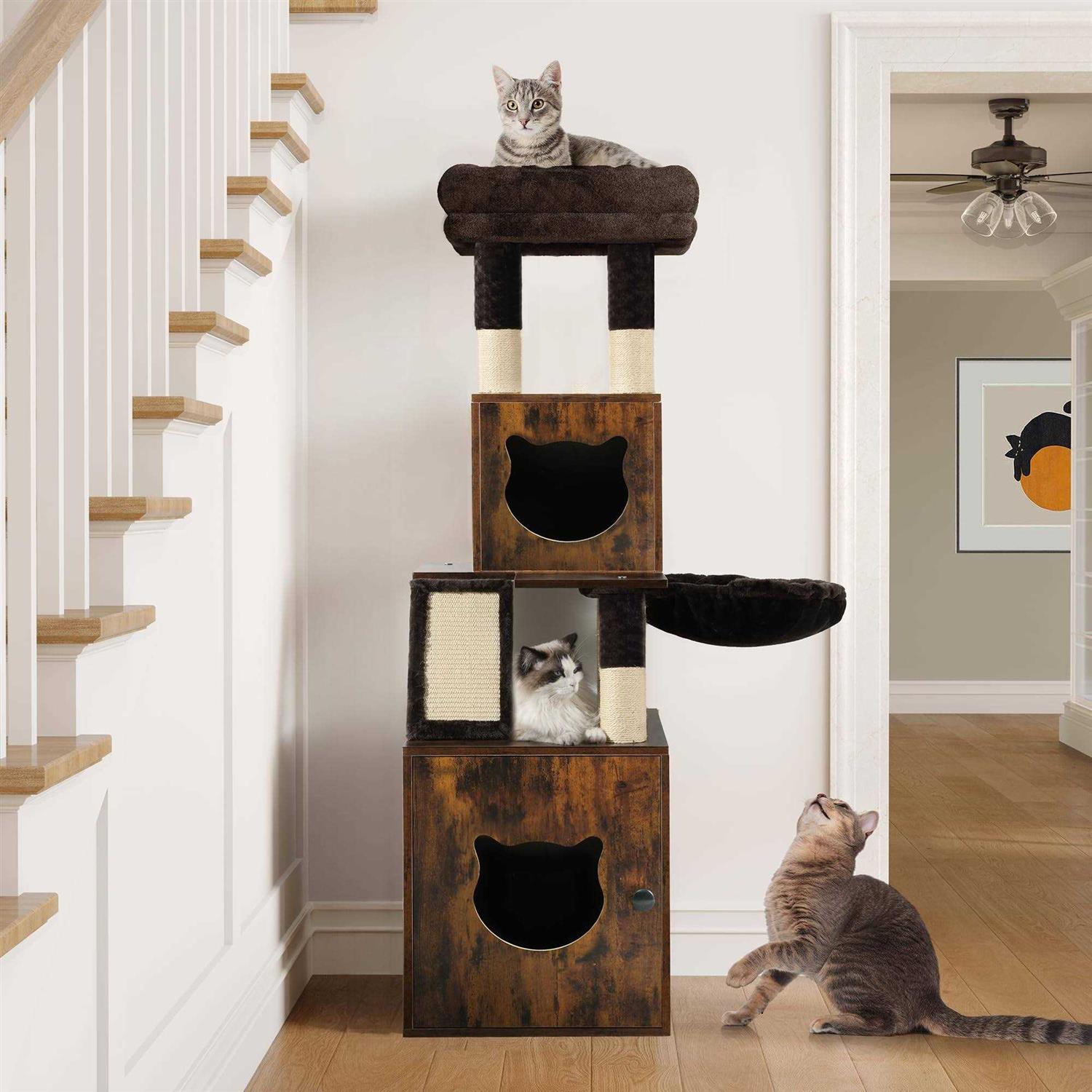 YITAHOME Modern Cat Tree with Litter Box Enclosure, Combo Endtable and - Pet Supplies online store
