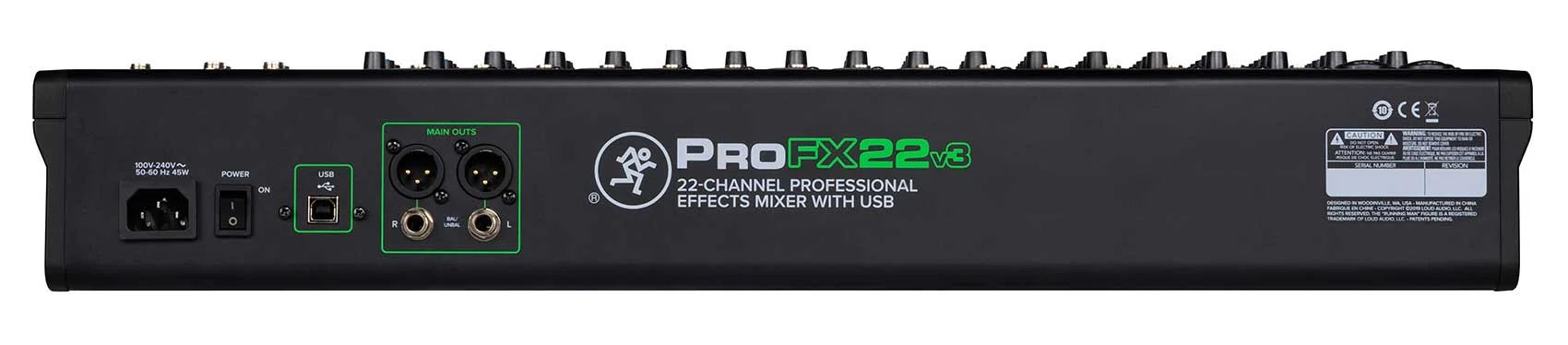 Mackie ProFX22v3 22-Channel 4-Bus Effects Mixer w/USB ProFX22 v3+ 6) Mics+Cases