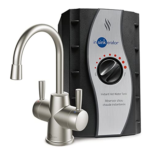 InSinkErator HOT250 Instant Hot Water Dispenser System, Single-Handle Faucet in Satin Nickel with 2/3-Gallon Stainless Steel Tank, H250SN-SS