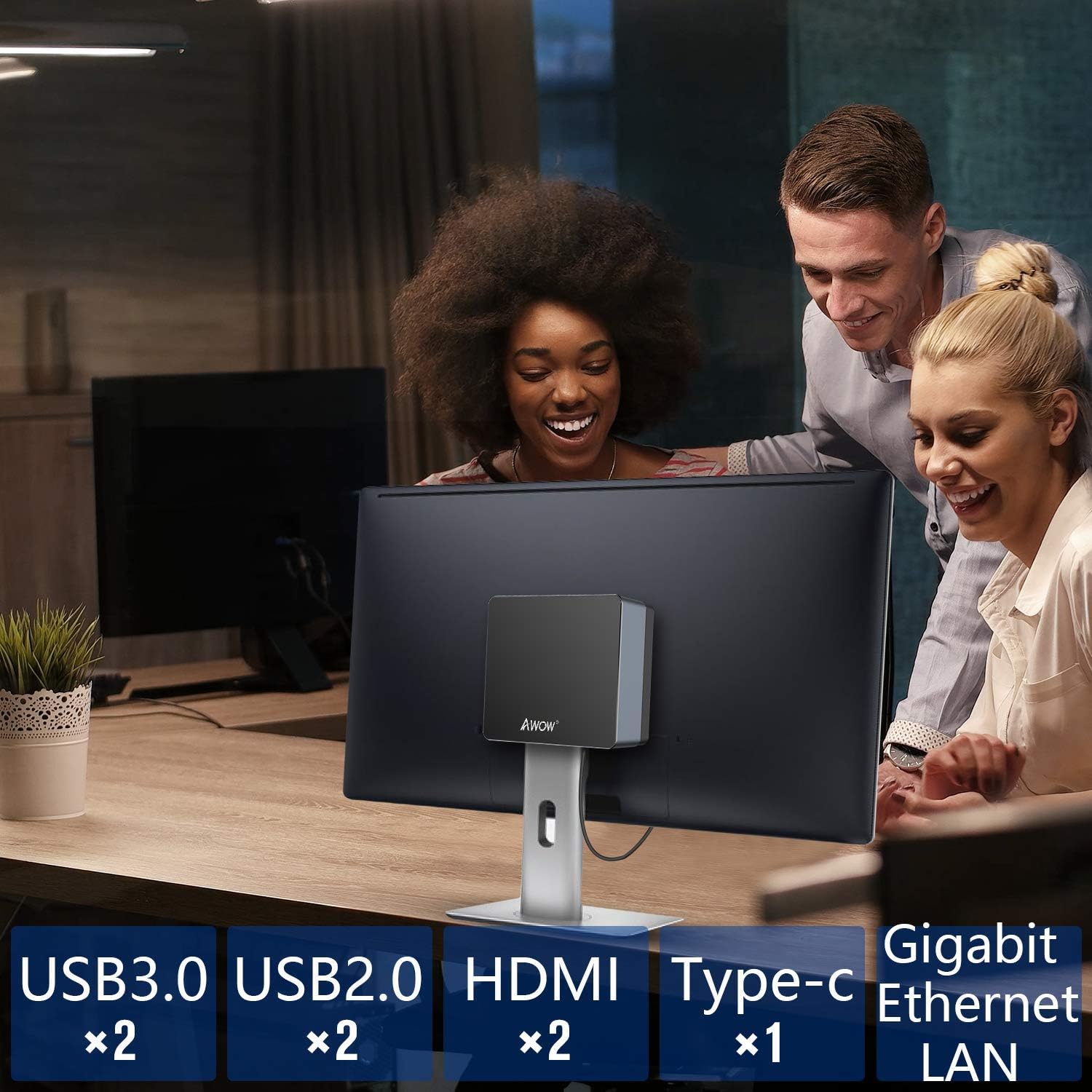 AWOW Mini PC Mini Desktop Computer Windows 10 Intel Celeron J4125 8GB RAM 128GB SATA SSD, Dual Band WiFi, Dual HDMI 2.0X2, USB, Bluetooth, Gigabit Ethernet, NY41 Micro PC