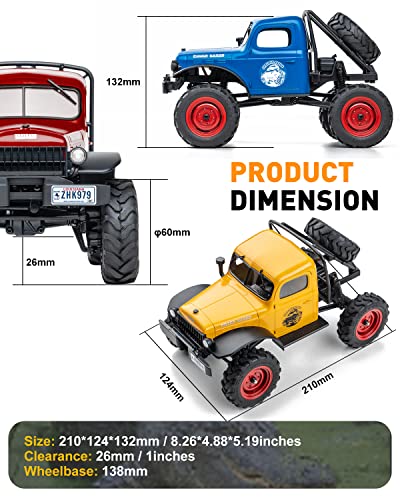 WOWRC RC Car 1/24 Remote Control Car, FCX24 Power Wagon 4WD RC Crawler Two-Speed Shift, RC Rock Crawler 8Km/h with Portal Axle Metal Gears for Boys Girls and Adults, Yellow