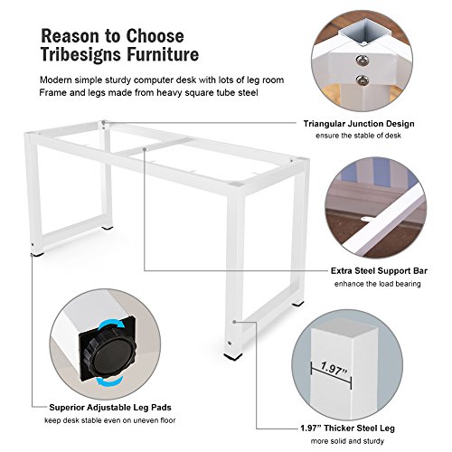 Tribesigns Modern Computer Desk, 63 x 31.5 inch Large Executive Office Desk Computer Table Study Writing Desk Workstation for Home Office, Spliced Desktop, White