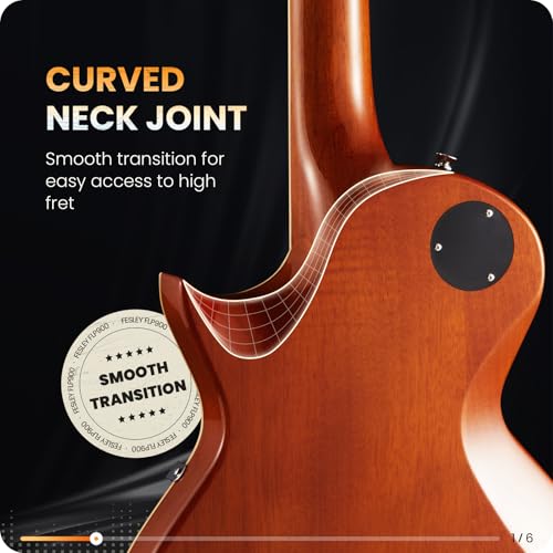 Fesley LP Electric Guitar with Arched Top:39" Solid Body Electric Guitars with Mahogany Body and Rosewood Fretboard,Electric Guitar with Humbucker Pickups, Guitarra Eléctrica with Alice String,Gold