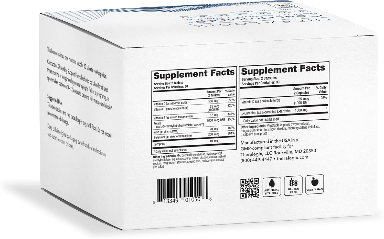 Theralogix ConceptionXR Motility Support Formula - Men's Preconception Vitamins for Fertility Support - Male Fertility Supplements for Sperm Health* - NSF Certified - 60 Tabs + 60 Caps (30-Day Supply)