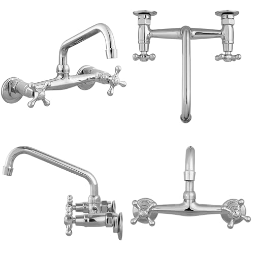 ELLAI White Ceramic Farmhouse Kitchen Sink 24"x19"x16.5" Farm Style Wall Mount Utility Sink High Back Floating Bathroom Sink Wall Mounted Laundry Sink with 8 Inch Center Faucet Chrome with Soap Tray