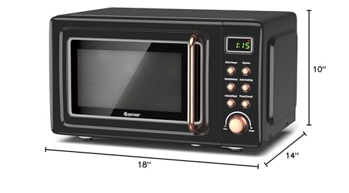 Nightcore Countert Retro Microwave Oven, Large 0.7Cu.ft, 700-Watt, Cold Rolled Steel Countertop with Time Setting, Glass Turntable Plate, Pre-Programmed Cooki, 18"(L)×14"(W)×10"(H), Green