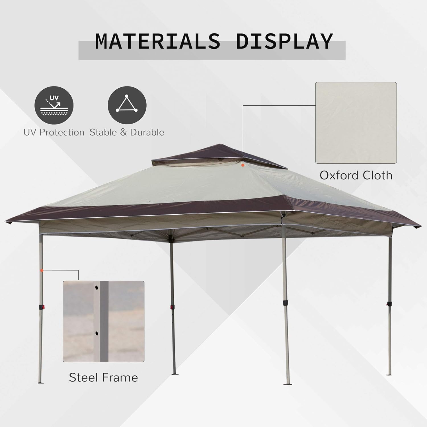 Outsunny 12' x 12' Pop Up Canopy Tent with Netting and Carry Bag, Instant Sun Shelter with 137 sq.ft Shade, Tents for Parties, Height Adjustable, for Outdoor, Garden, Patio, Beige