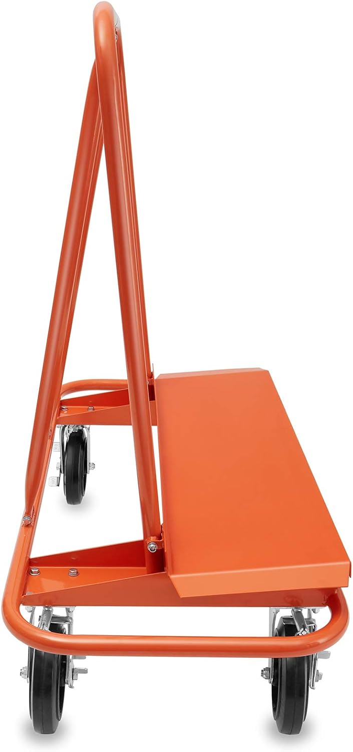 GypTool Heavy Duty Drywall Sheet Cart & Panel Dolly with 4 Swivel Wheels - Orange