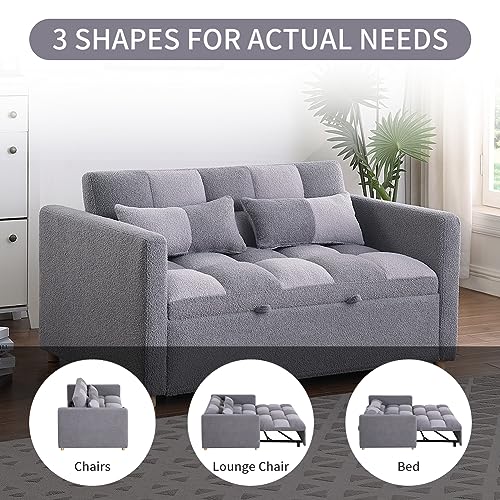Convertible Sofa Bed - 3 in 1 Loveseat Sleeper Sofa,Pull Out Sleeper Bed with Adjustable Backrest,Multi-Functiona Lounge Chair with Velvet Fabric for Living Room(Black)