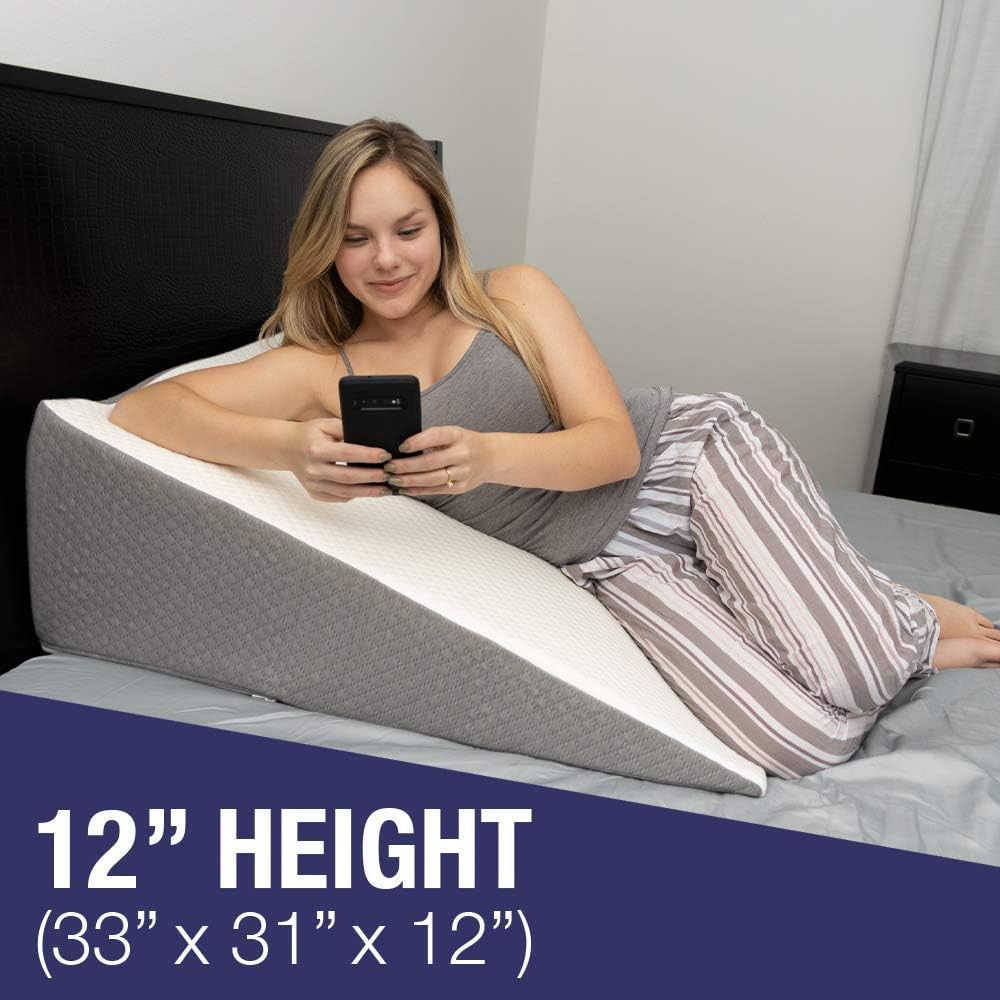 Kӧlbs Bed Wedge Pillow with Memory Foam Top | Stylish Chic Jacquard Cover | Wedge Pillow for Sleeping and Acid Reflux, Heartburn, and GERD Pillow &ndash; Snoring Pillow
