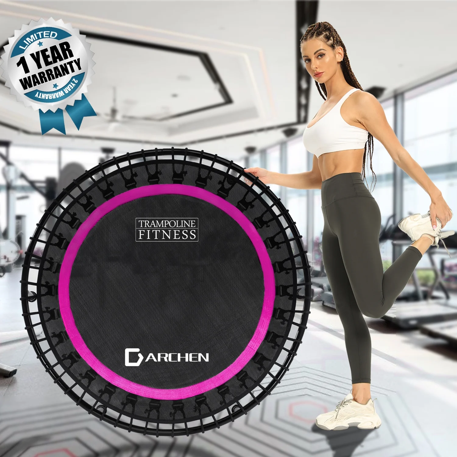 Darchen 450 lbs Mini Trampoline for Adults, Indoor Small Rebounder Exercise Trampoline for Workout Fitness for Quiet and Safely Cushioned Bounce, [40 Inch]
