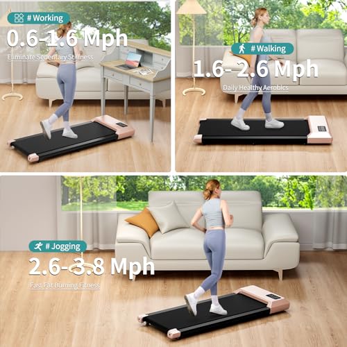 2024 Upgrade Walking Pad, Under Desk Treadmill for Home, Portable Mini Treadmill, No-Assembly Treadmills, App/Remote Control, Led Display, Walking Jogging Machine